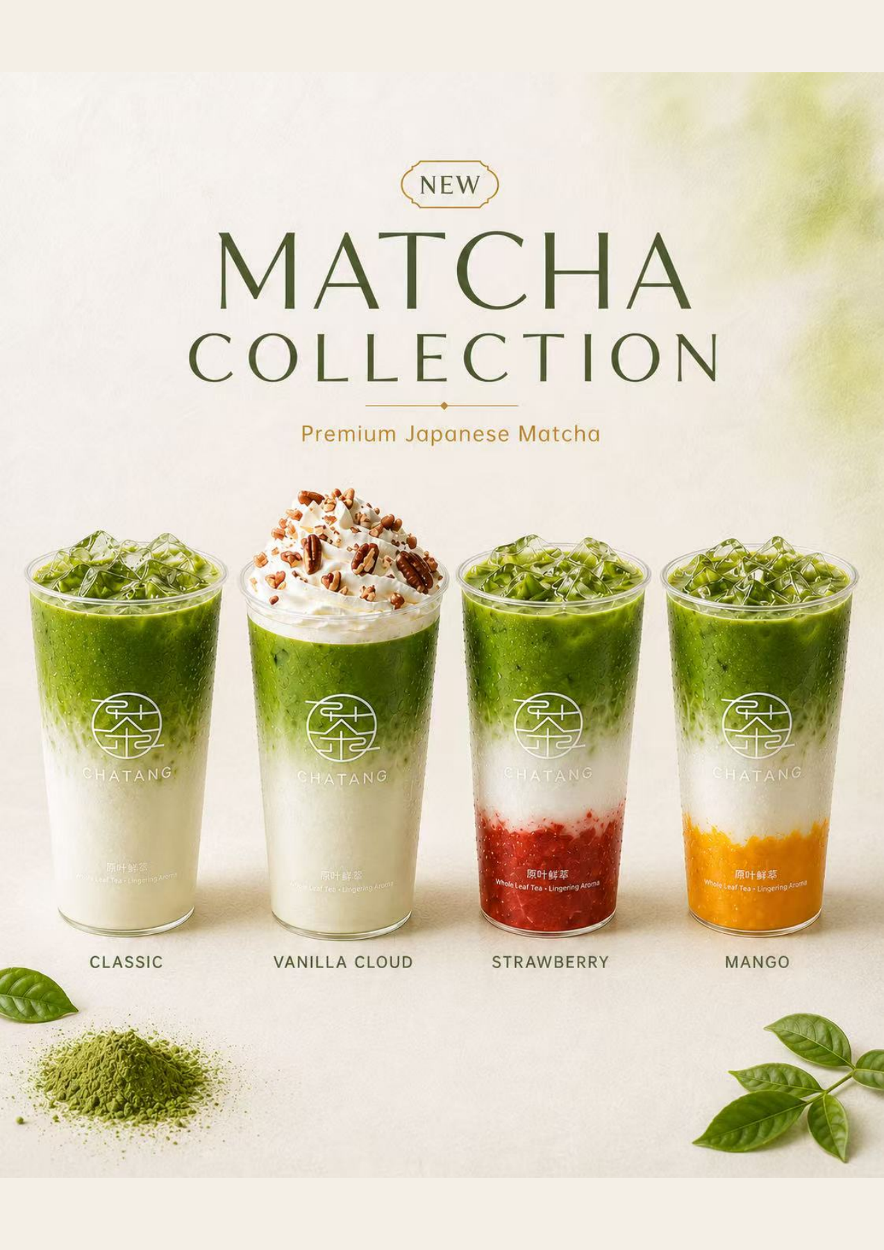 New Matcha Collection: Classic, Vanilla Cloud, Strawberry and Mango